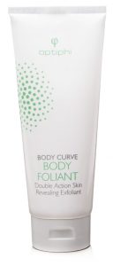 Body Foilant Produktfoto: Body Foliant. Weiße Tube mit Lotion und Peeling in einem Produkt für eine weiche, glatte Haut